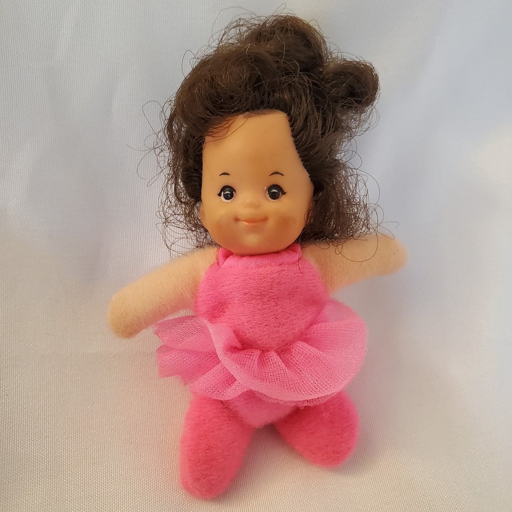 Vintage Mattel 1978‎ Shoe Baby Beans Mini Dolls 3" Ballerina Beans Bright Pink